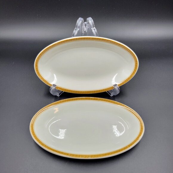 Vintage Maddock Oval Plate Restaurant Ware Gold Greek Key Ultra Vitrified Englan - Picture 3 of 9